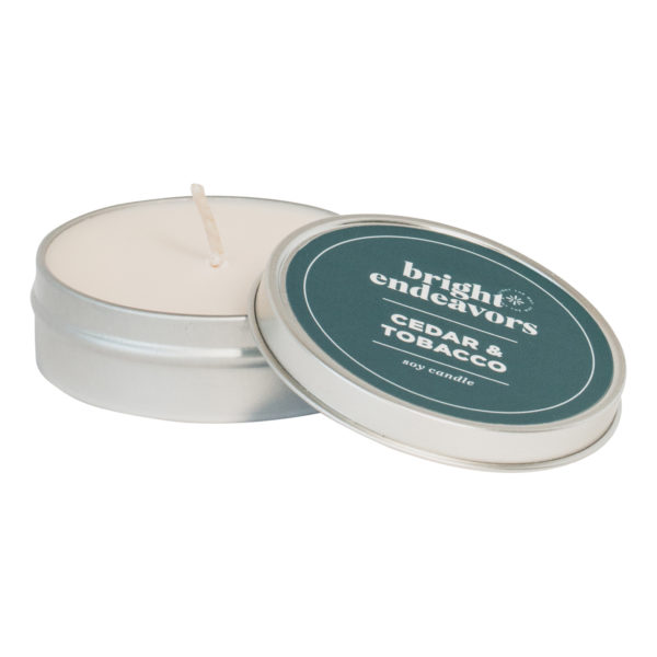 cedar and tobacco soy candle
