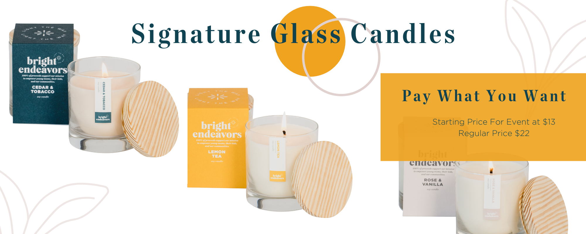 signature glass candles starting price $13